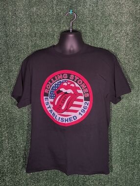 The Rolling Stones Shirt Mens Large Black Zip Code 2015 Tour Graphic Band Tee L